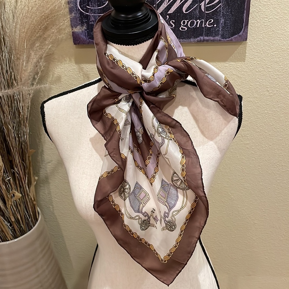 Carriage Horse Bit Harness Decorative Rolled Hem Silk Scarf Unbranded